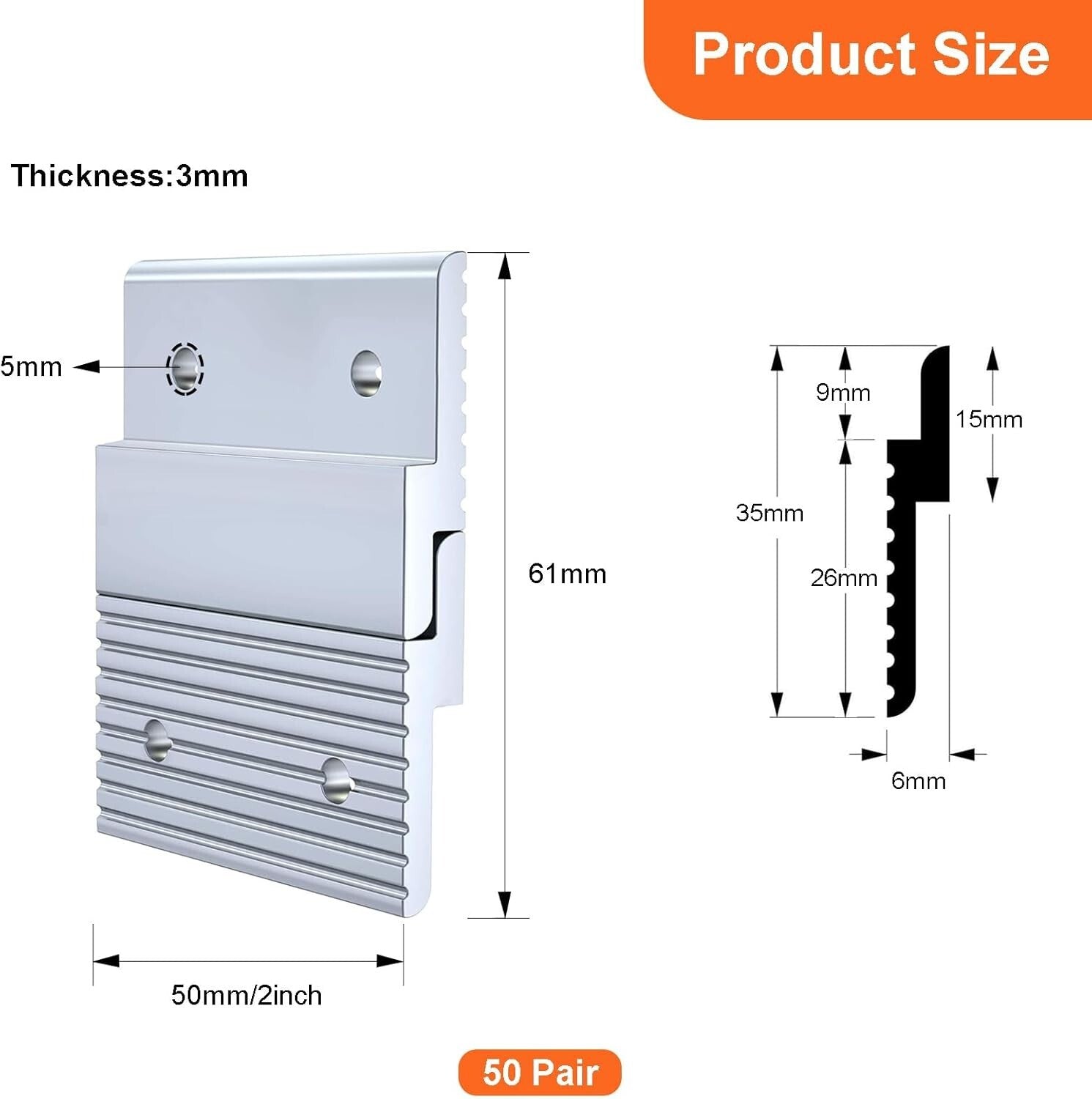 Durable 50 Pair French Cleat Hanger - Supports Up to 50 lbs, Easy Installation