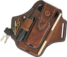 Load image into Gallery viewer, Premium Leather EDC Holster: Multifunctional Phone &amp; Tool Carrier with Belt Clip