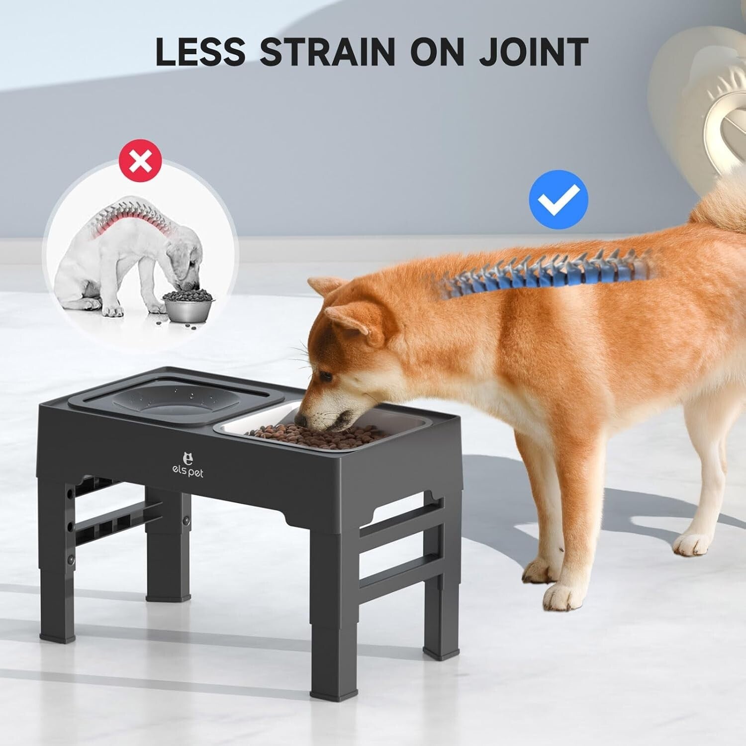 Stainless Steel Adjustable Dog Feeder with Anti-Slip Base for Healthy Pets