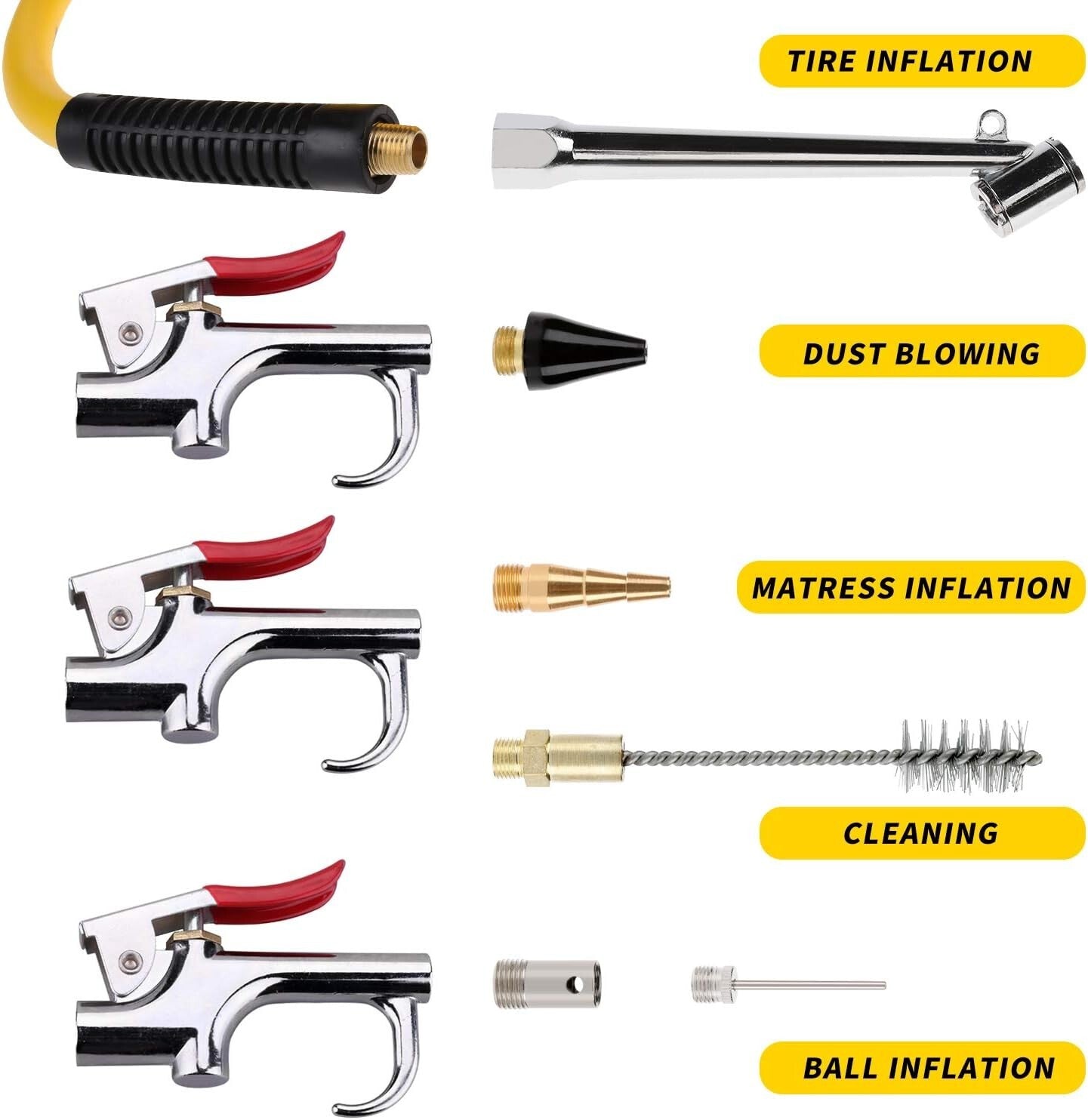 19-Piece Air Compressor Accessories Kit with 25FT Hybrid Hose & Clean-Up Tools