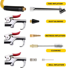 Load image into Gallery viewer, 19-Piece Air Compressor Accessories Kit with 25FT Hybrid Hose &amp; Clean-Up Tools