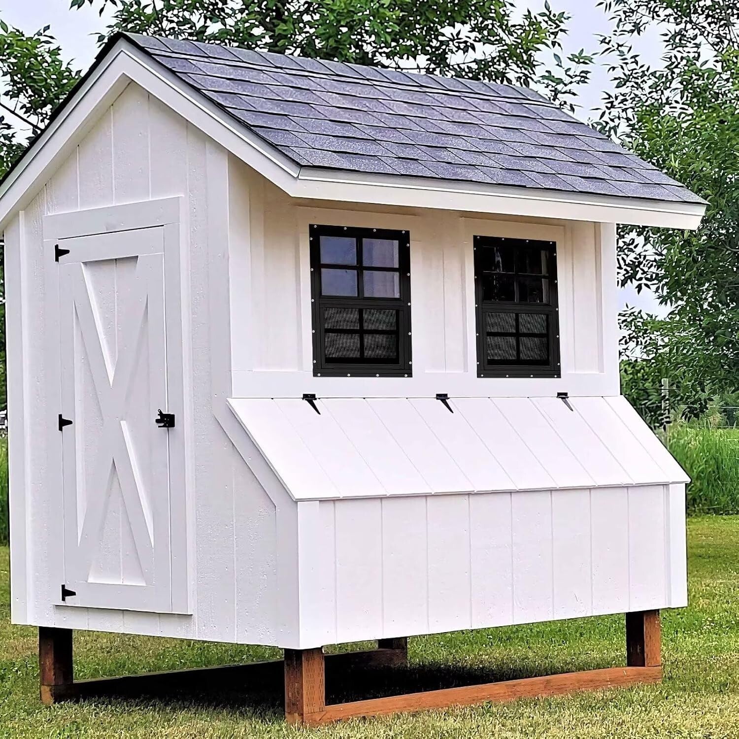 2 Pack 12" x 18" Sliding Shed Windows with Tempered Glass & Screens, Black