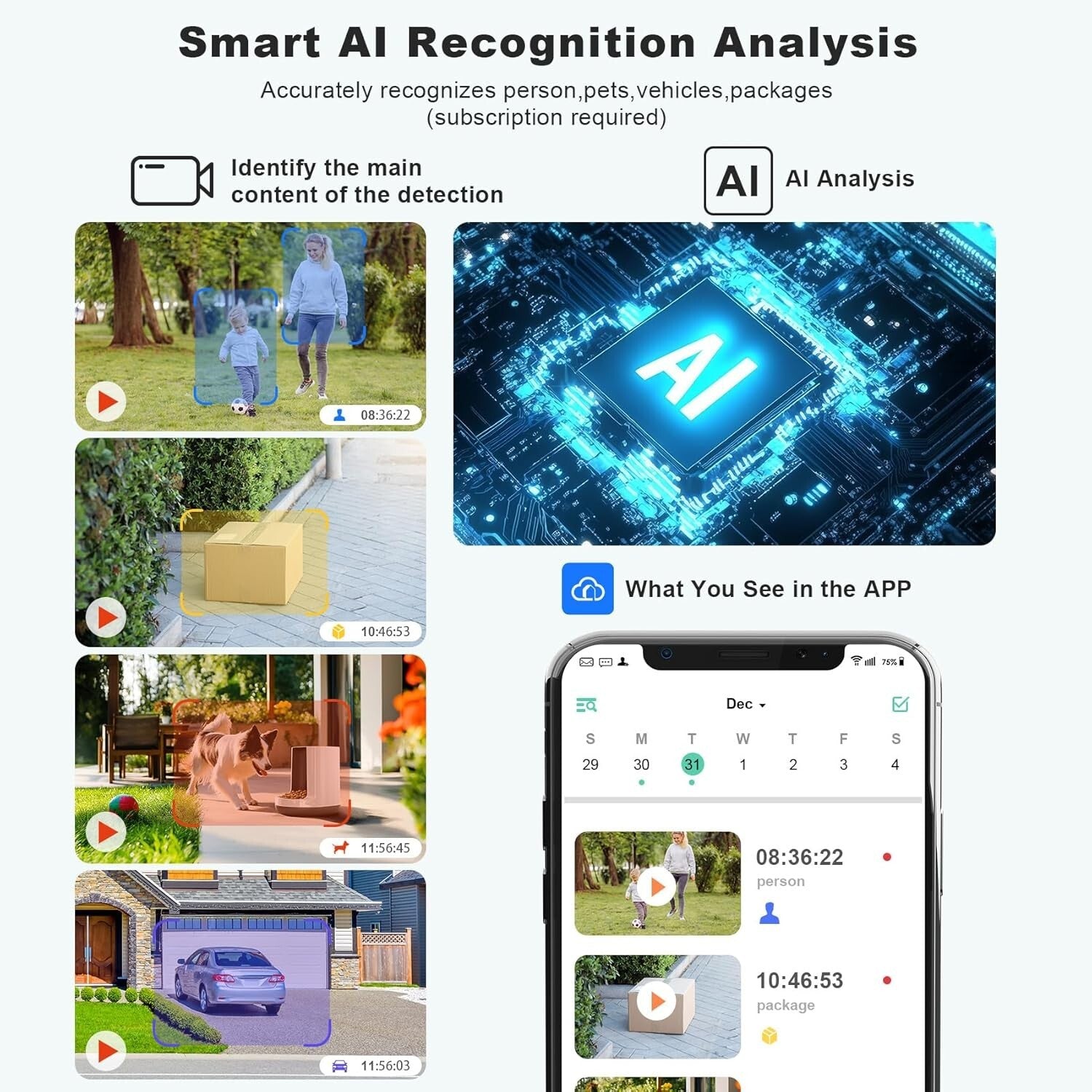 AI-Powered 2K Outdoor Security Cameras with Rechargeable Battery & Night Vision