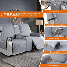 Load image into Gallery viewer, Slip-Resistant Two-Seater Recliner Cover with Console &amp; Side Pockets - Easy Care