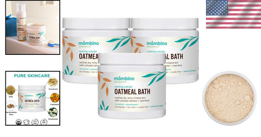 Smooth and Soothing Organic Oatmeal Bath Powder – 6oz 3-Pack for Sensitive Skin