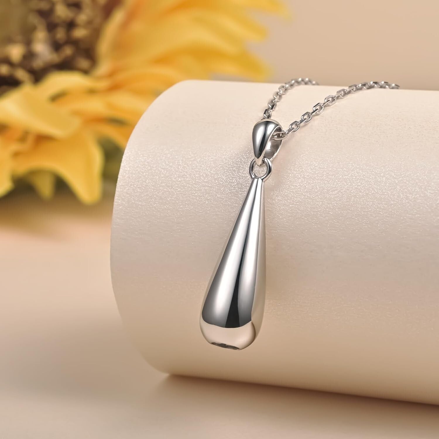Elegant 925 Sterling Silver Teardrop Urn Pendant Necklace for Cherished Memories