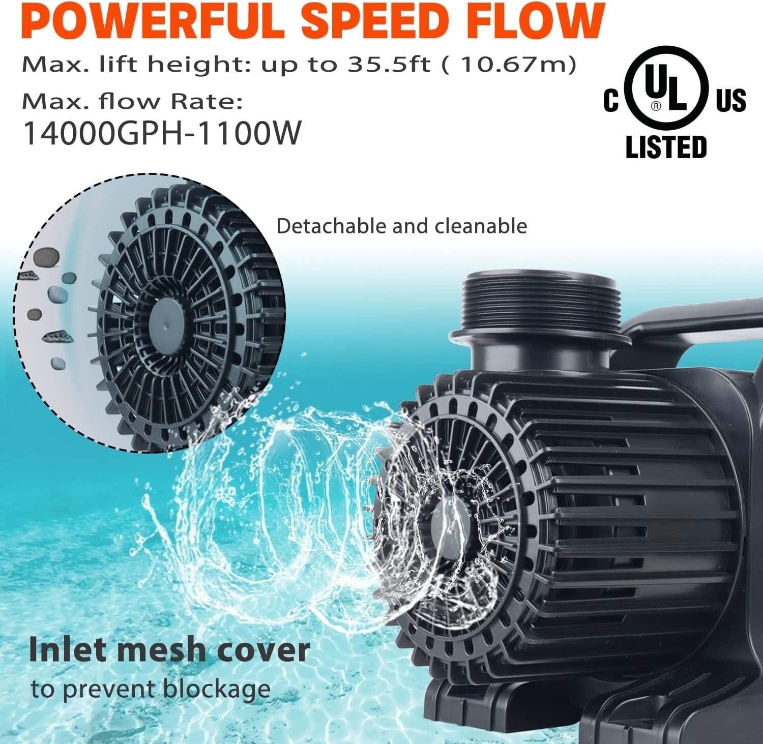 High-Performance 850W Submersible Water Pump for Ponds & Aquariums - 12000GPH