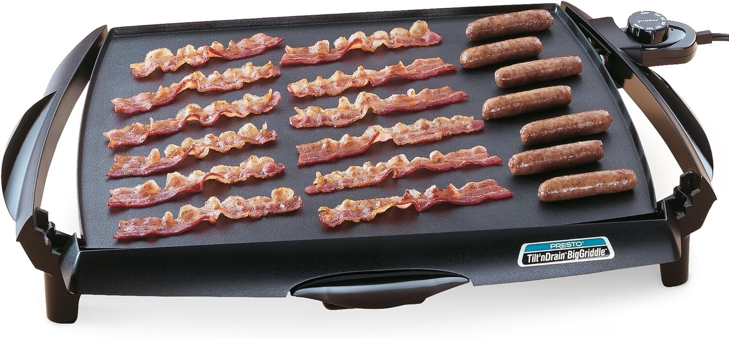 Extra-Large Ceramic Electric Griddle with Drip Tray - Perfect for Family Meals