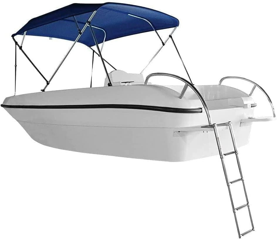 Marine Grade 4-Step Telescopic Boat Ladder with Handrails & Non-Slip Treads