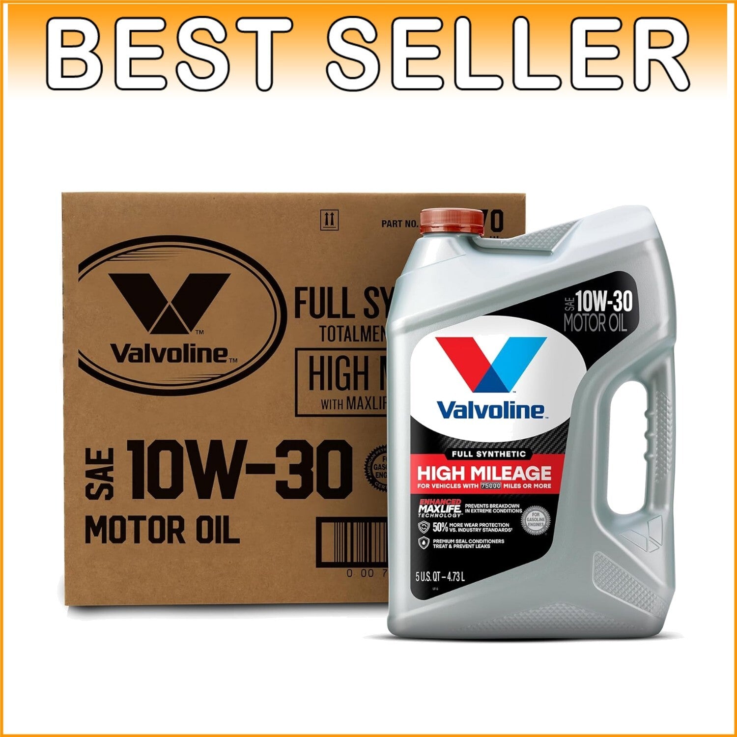 Full Synthetic High Mileage 10W-30 Motor Oil - 3 Pack for Optimal Engine Life