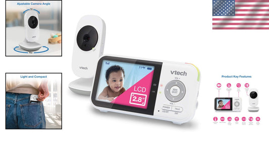 Portable Baby Monitor: 2.8” LCD, Lullabies & Temperature Sensor, No Wi-Fi Needed