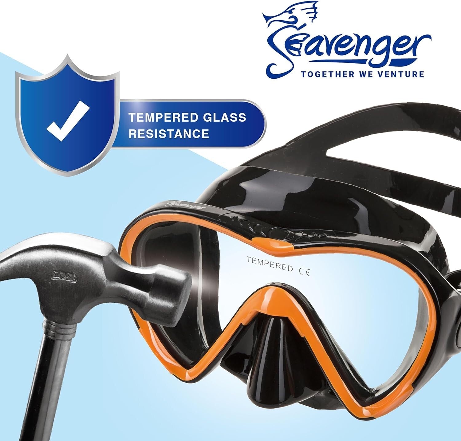 Clear Blue Snorkeling Equipment Set with Easy Dry Snorkel and Split Strap Mask