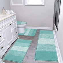 Load image into Gallery viewer, Elegant 4-Piece Teal Bath Set - Soft Rugs with Non-Slip Backing for Bathrooms