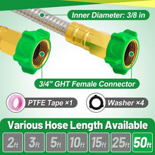 Load image into Gallery viewer, 50ft Metal Garden Hose - Heavy Duty Leakproof Stainless Steel for All Your Needs