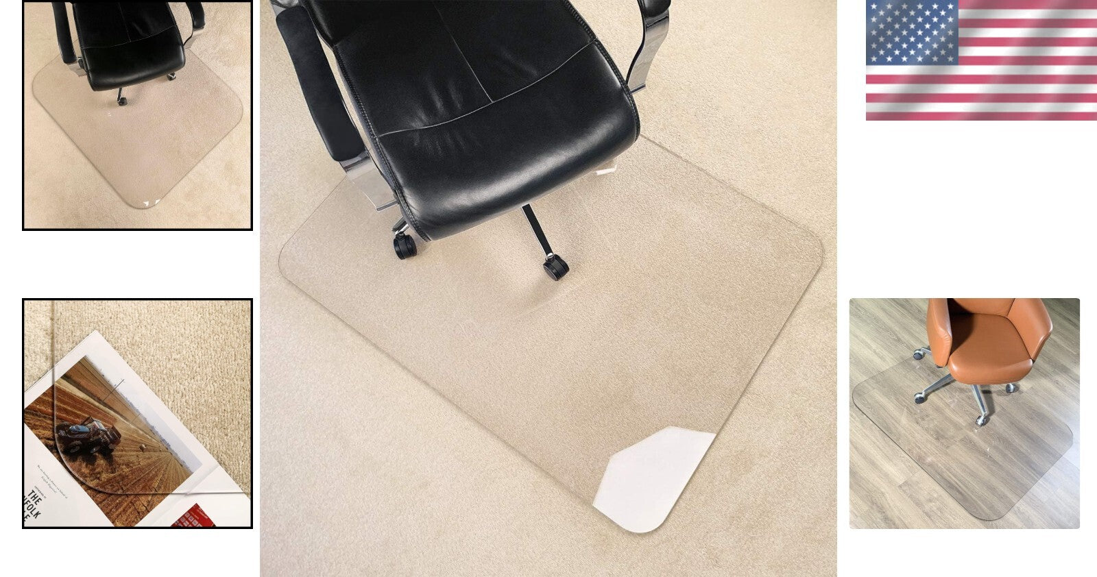 Versatile Crystal Clear Chair Mat for Carpet and Hard Floors - 1/5" Thickness