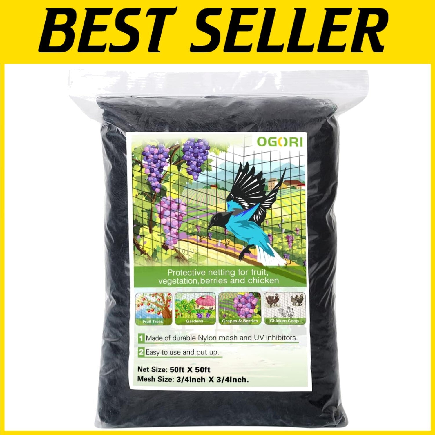 Durable 50' x 50' Garden Netting - Protect Your Plants from Birds and Animals