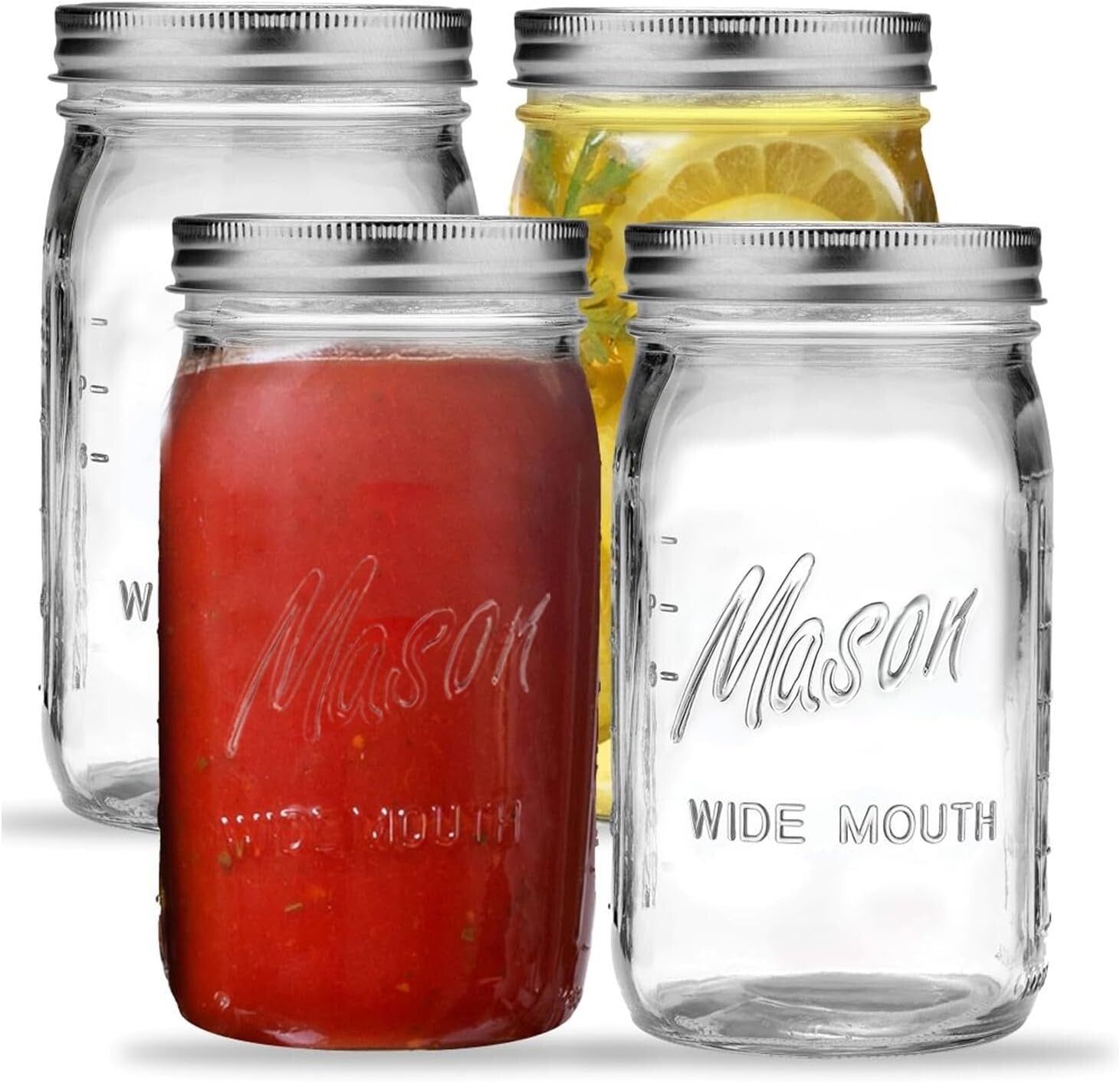 12-Pack Wide Mouth 32 oz Mason Jars - Airtight Seal for Canning & DIY Projects