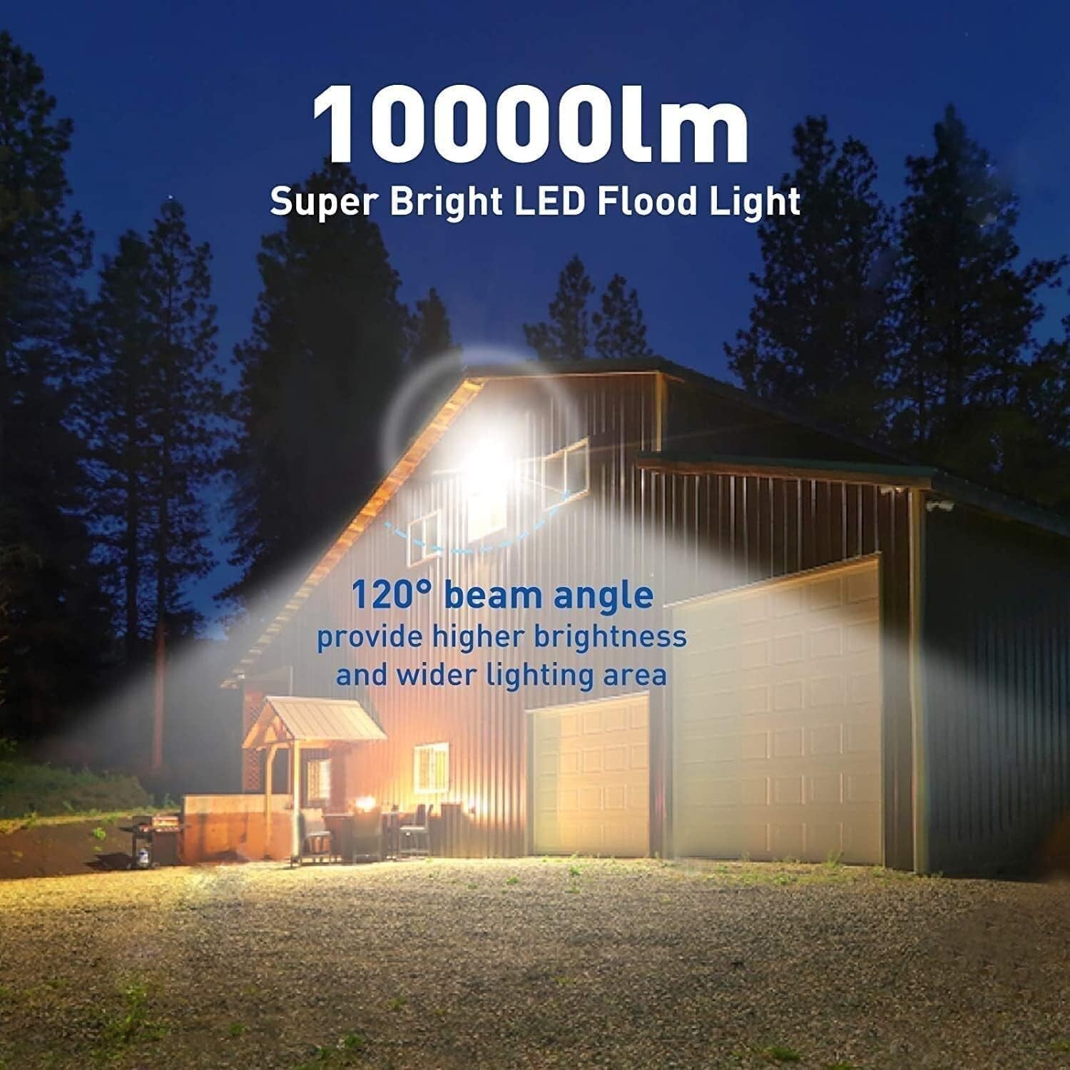 4-Pack 250W Outdoor LED Flood Lights - Shatterproof, IP66 Rated for All Weather