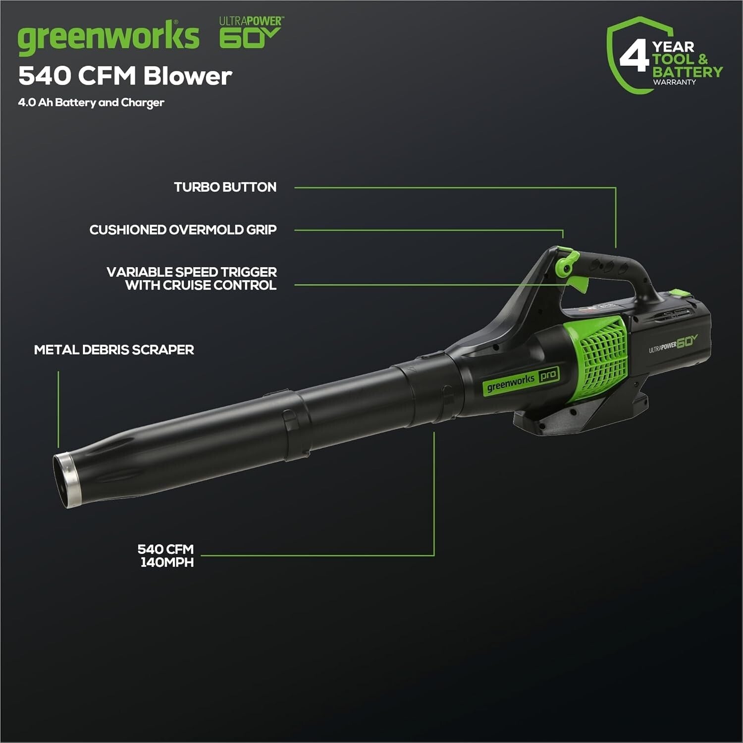 Eco-Friendly 60V Trimmer & 540 CFM Leaf Blower Combo Kit - Lightweight Design