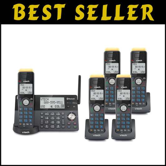 Ultimate Long Range 5-Handset DECT Phone with Bluetooth, 22 Min Answering System