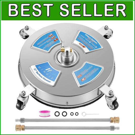 17'' Surface Pressure Washer Cleaner with 4 Wheels & High Flow Rate for Decks