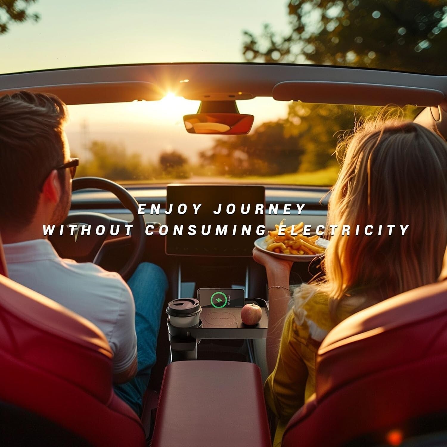 15W Fast Wireless Charger & Food Tray for Yeti Hydro Flask—Road Trip Essential