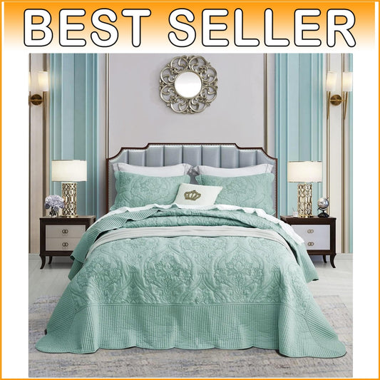 Elegant Lightweight King Bedspread Set with 4 Pieces - Stunning Paisley Design