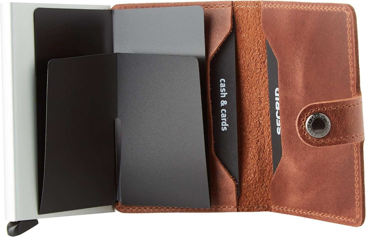 Chic Black Vintage Women's Card Case with Bill Compartment - Lightweight Design