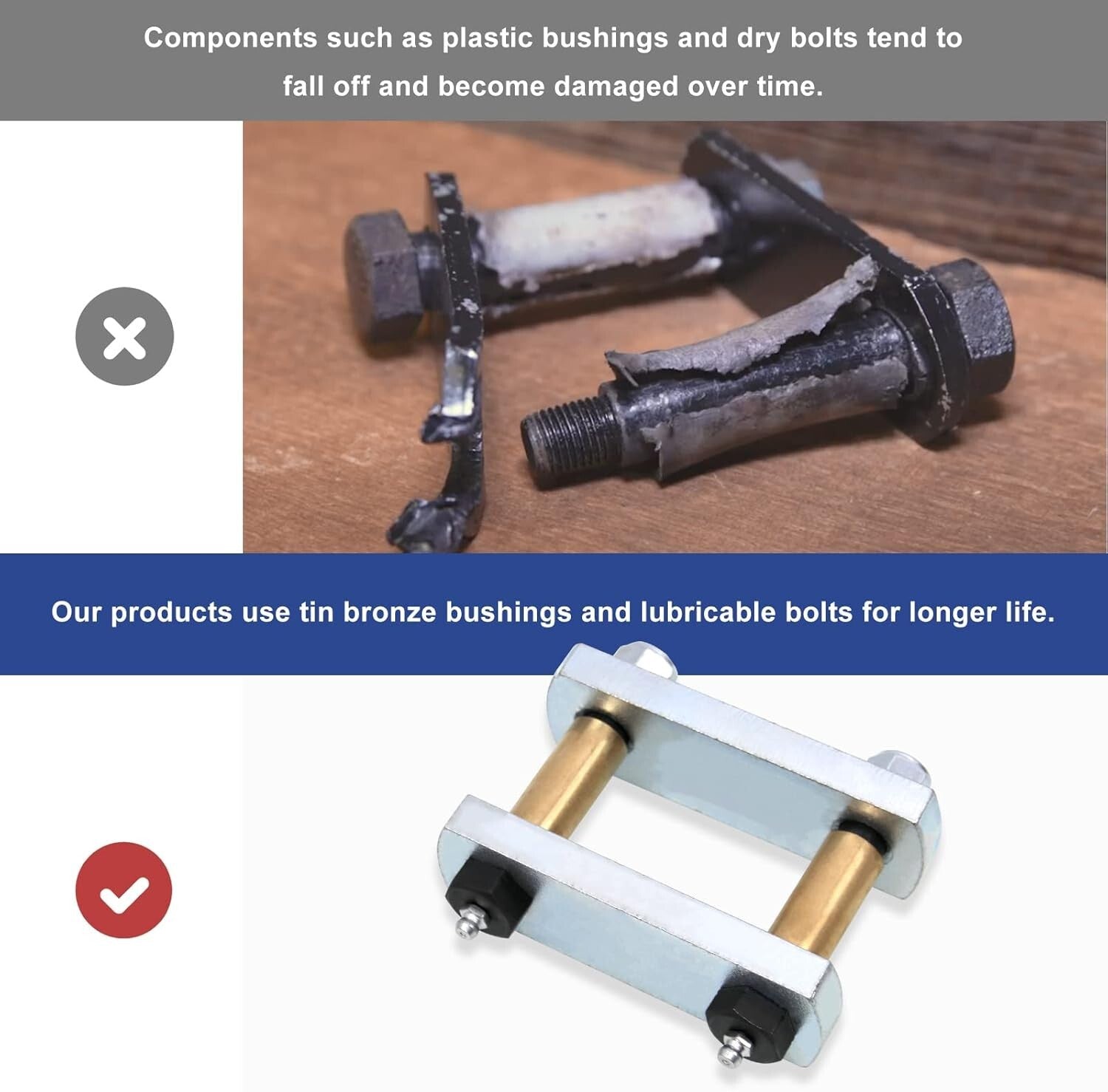 Rugged 3.125" Shackle Upgrade Kit for Enhanced RV Performance on Rough Roads