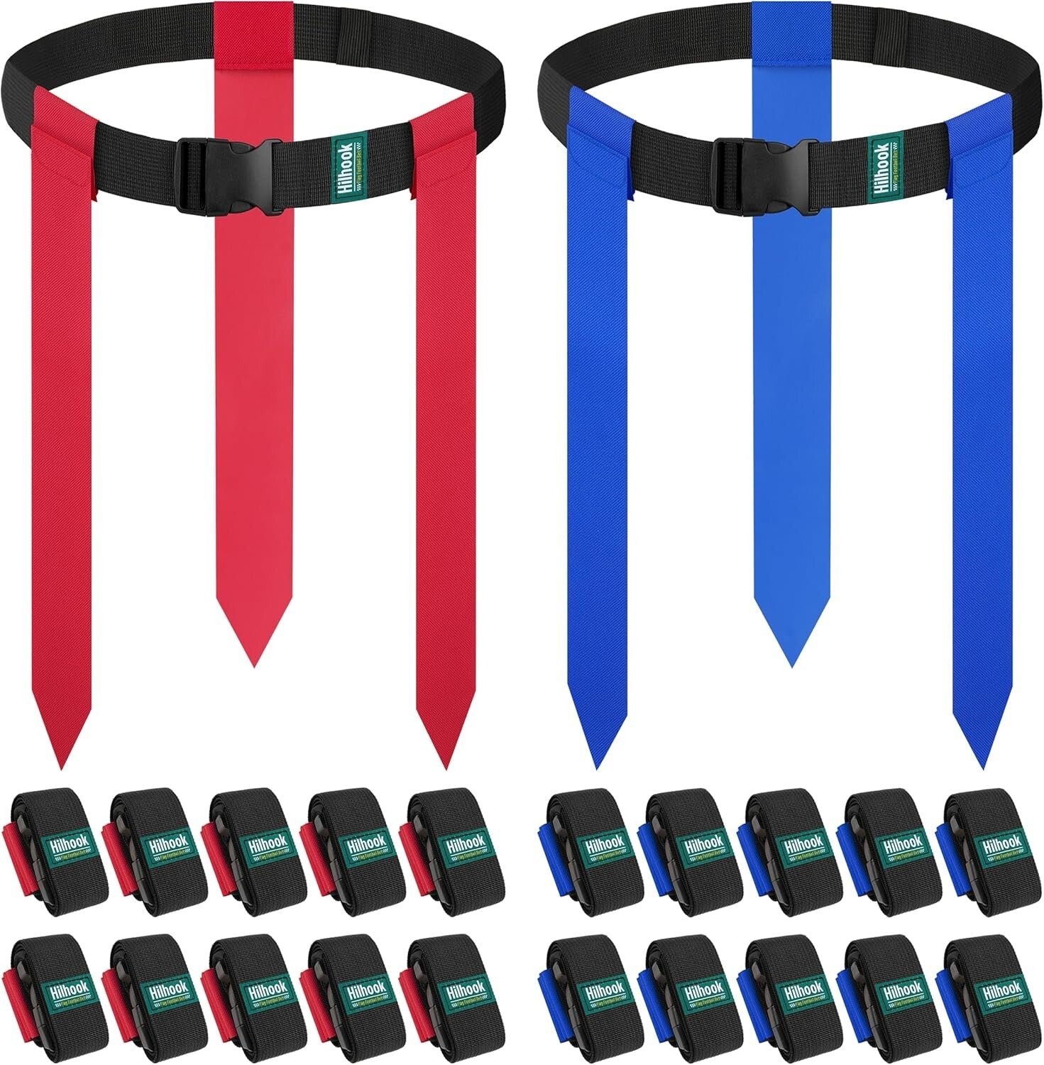 Youth and Adult Flag Football Set - 20 Adjustable Belts & Soft Detachable Flags
