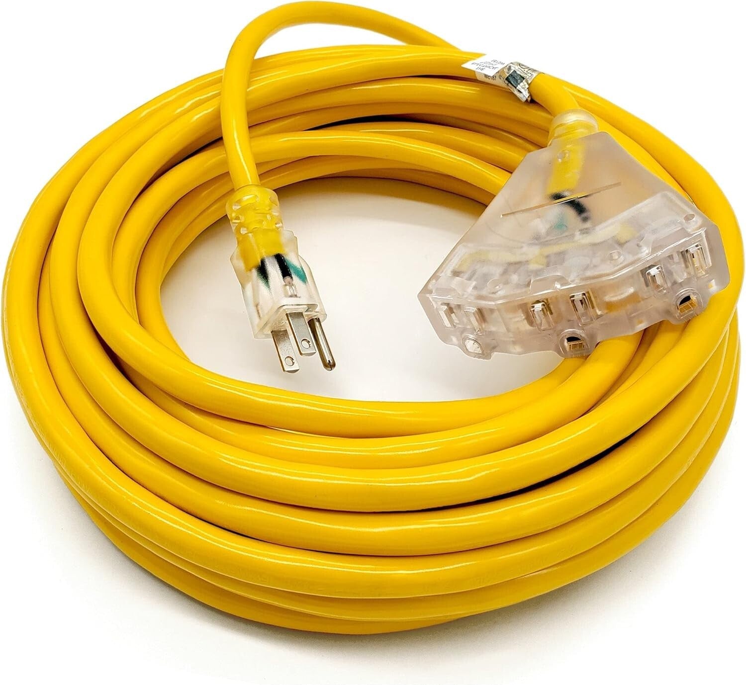 Durable 50ft 12 AWG Heavy Duty Extension Cord - 3 Outlets for Indoor/Outdoor Use