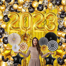 Load image into Gallery viewer, Reusable 2023 Graduation Balloon Arch Kit - Gold &amp; Black Decorations Pack of 115