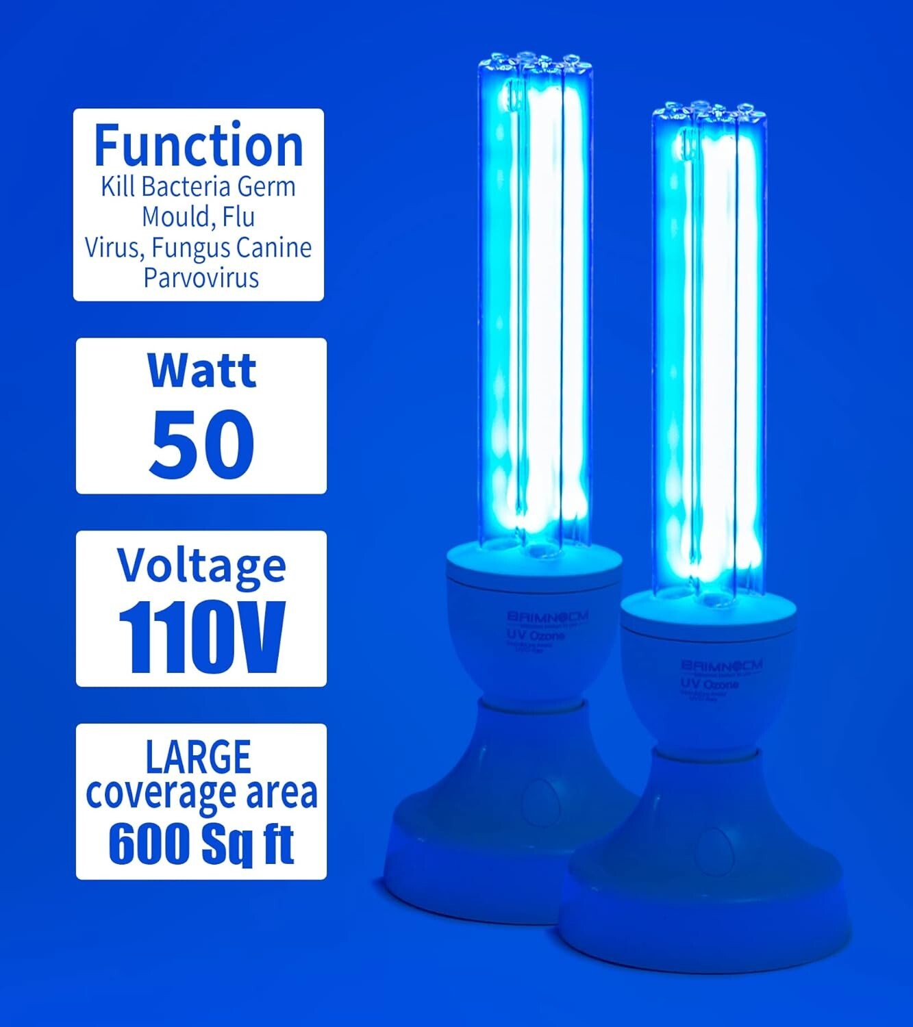 Efficient UV Disinfection Lamp Set (50W Total) with User-Friendly Remote Control
