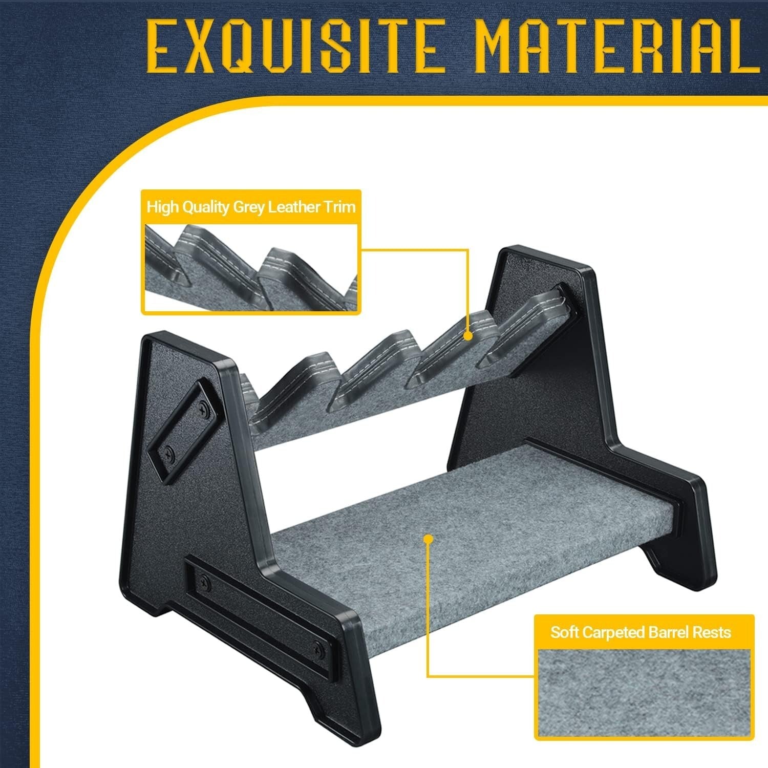 2 Pack Handgun Rack - Elegant 4 Gun Holder with Leather Trim Protection