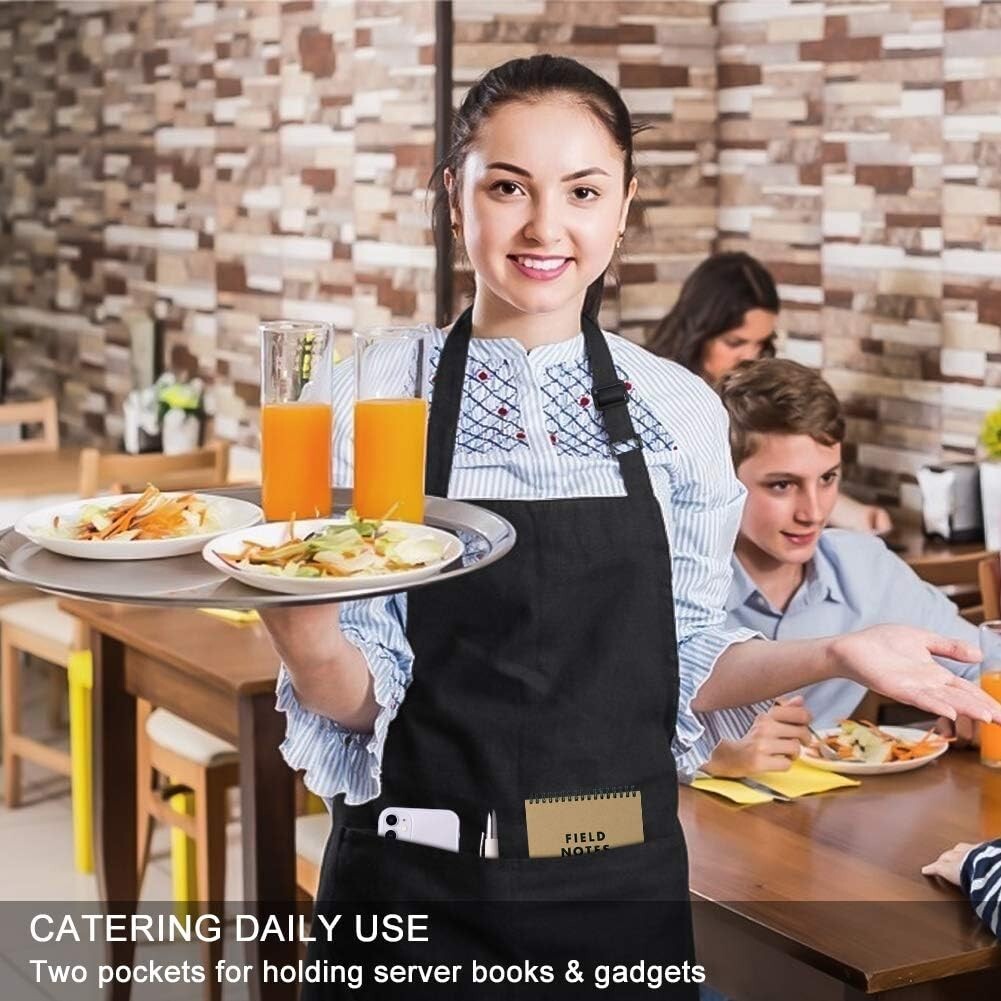 Black 12-Pack Adjustable Aprons with Pockets - Perfect for Home and Studio