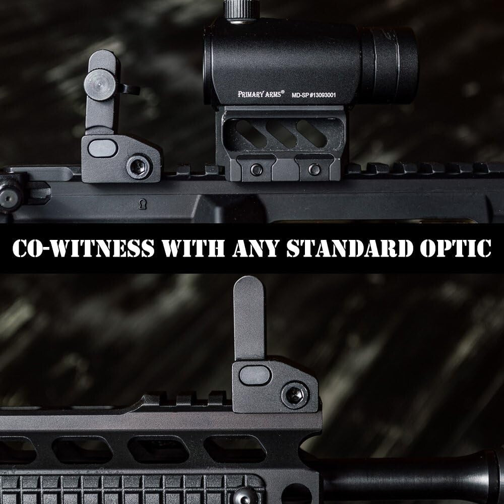 Low Profile Tactical Iron Sights - Spring Loaded for Universal Picatinny Rails