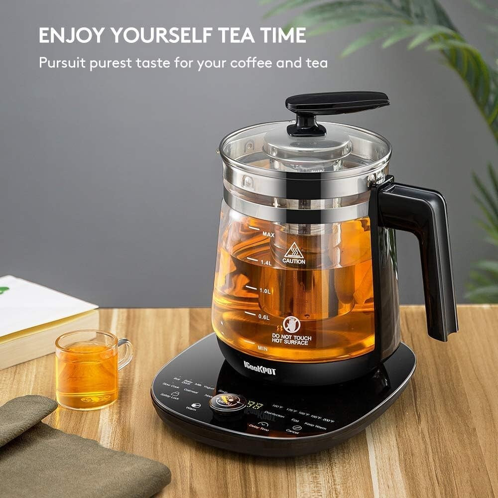 Electric Tea Kettle with Precise Temperature Control & Easy-Pour Spout | Black