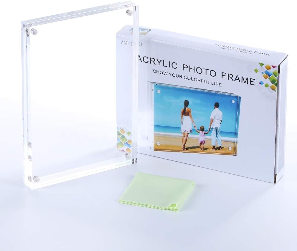 5x7 Acrylic Photo Frame Set - Elegant Magnetic Double-Sided Display (5 Pack)