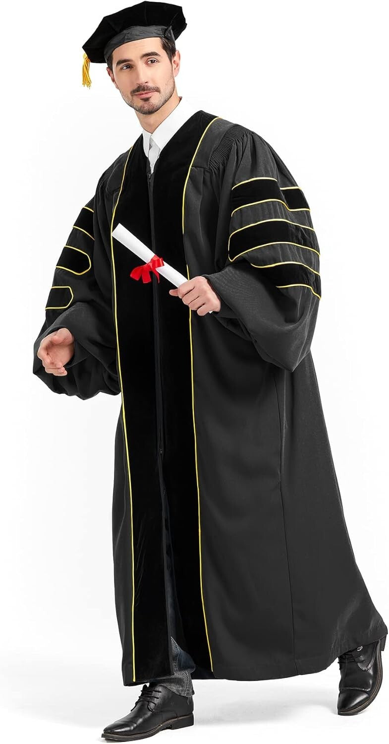 Durable Premium Doctorate Graduation Gown & Tam - Perfect for Faculty Ceremonies