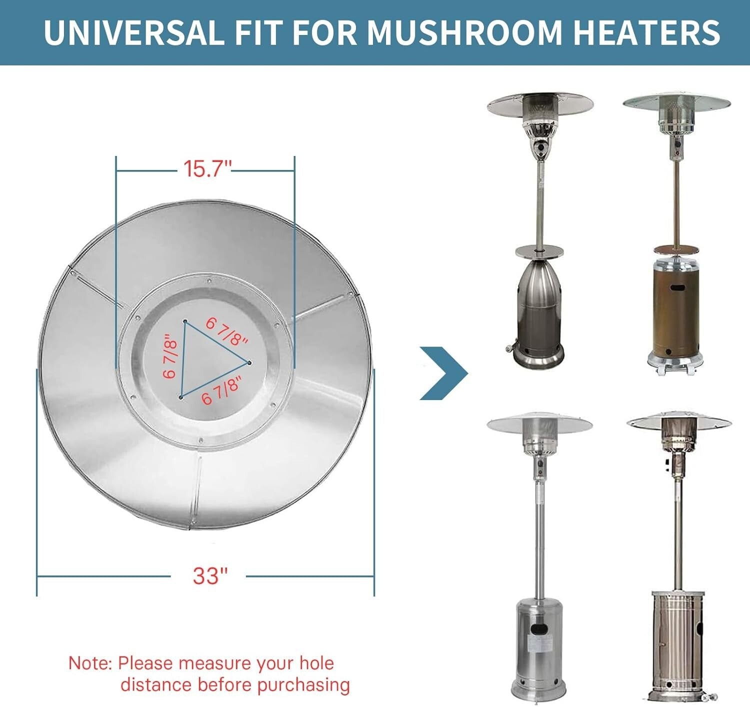 Universal Fit Aluminum Patio Heater Reflector Shield - Easy Installation, 33"