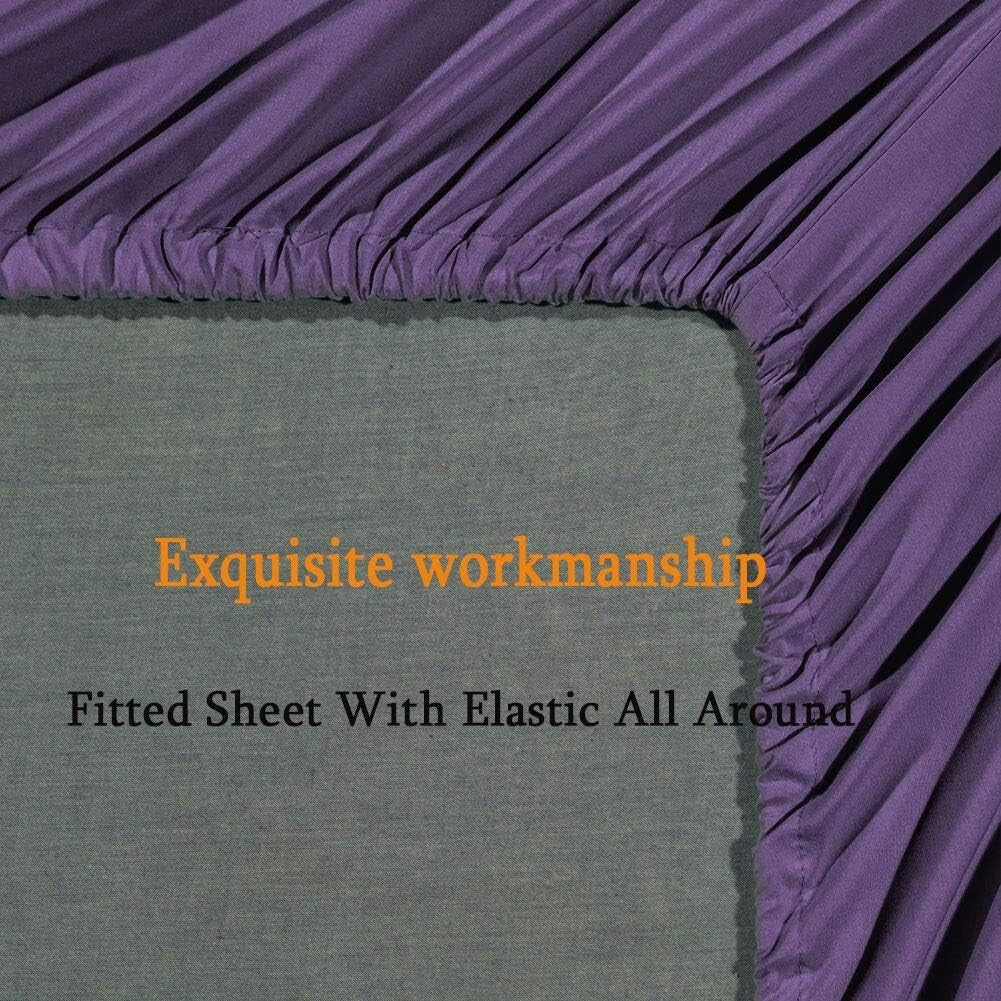 Elegant 6-Piece Purple Queen Sheet Set - Super Soft Microfiber, Dreamy Comfort