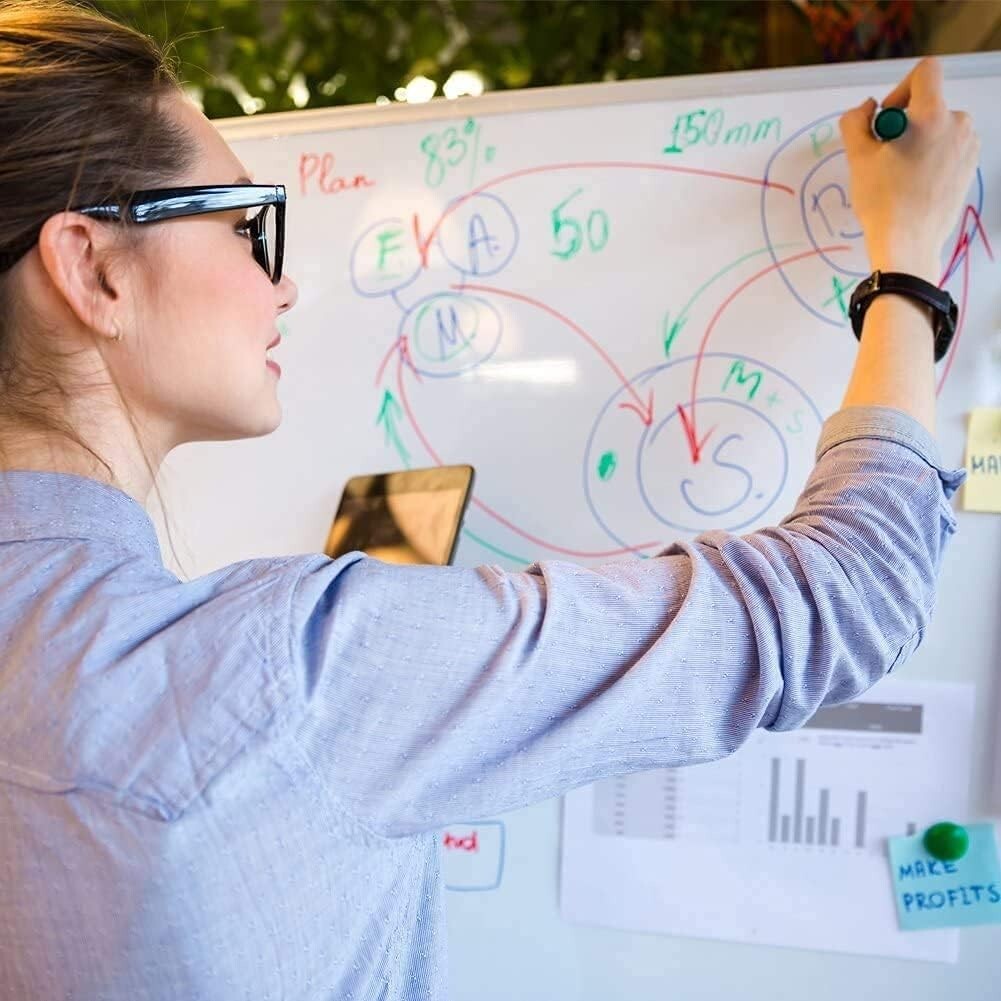 Flexibly Mounted Aluminum Whiteboard - Smooth Writing for Classroom & Office