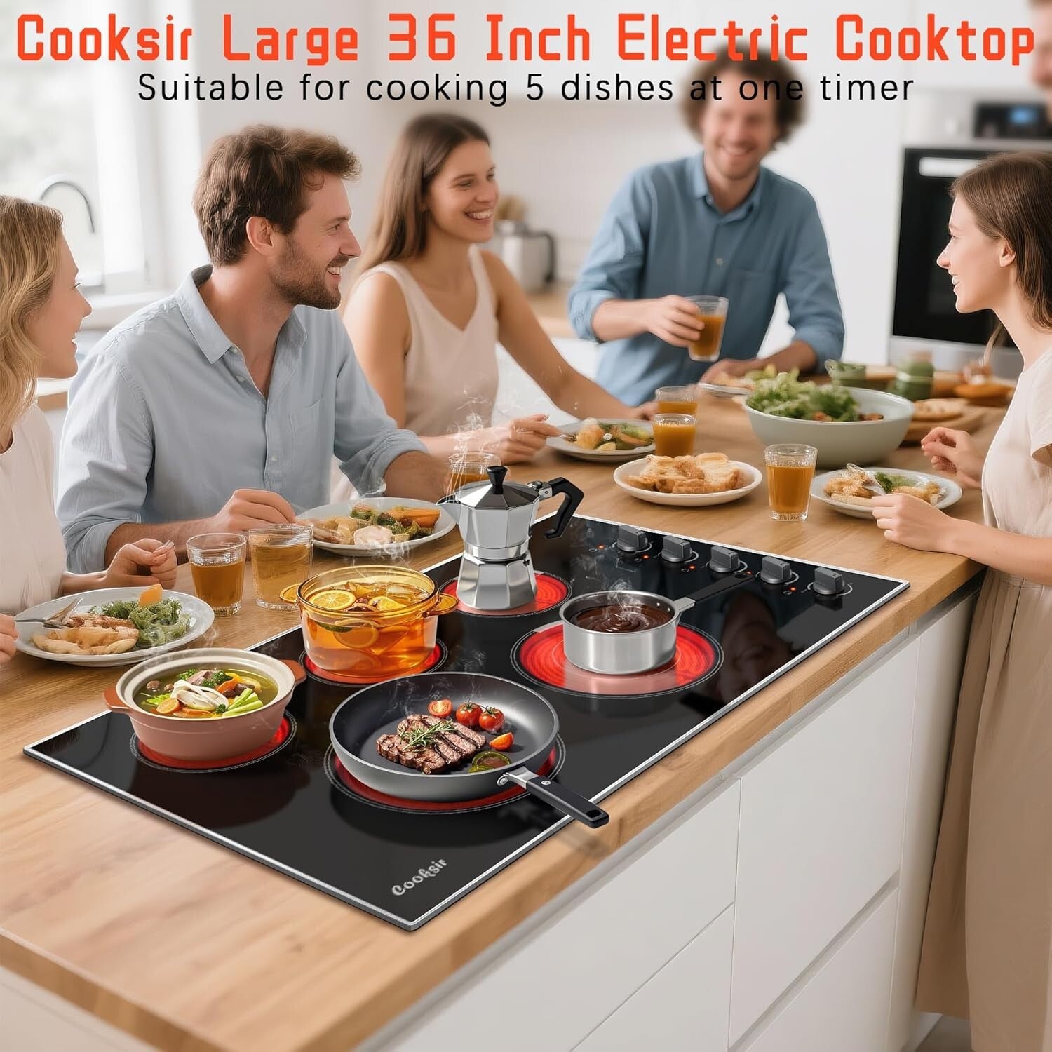 Versatile 36-Inch Electric Stove - 5 Burner Knob Control for Culinary Precision