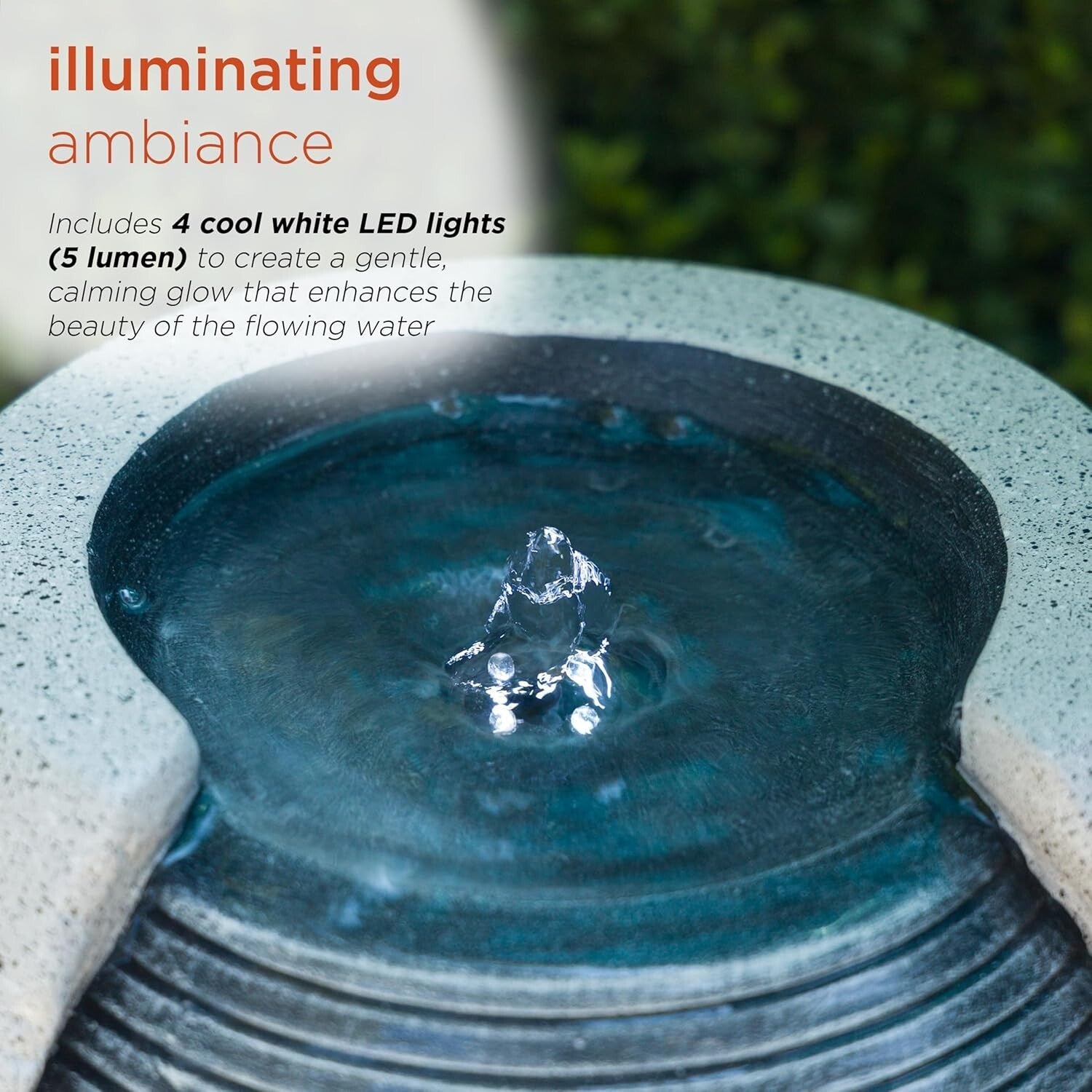 Versatile 29" LED Illuminated Ribbed Jar Fountain for Indoor/Outdoor Relaxation