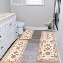 Load image into Gallery viewer, Durable &amp; Washable 3-Piece Kitchen Rug Set with Runner - Elegant Floral Design