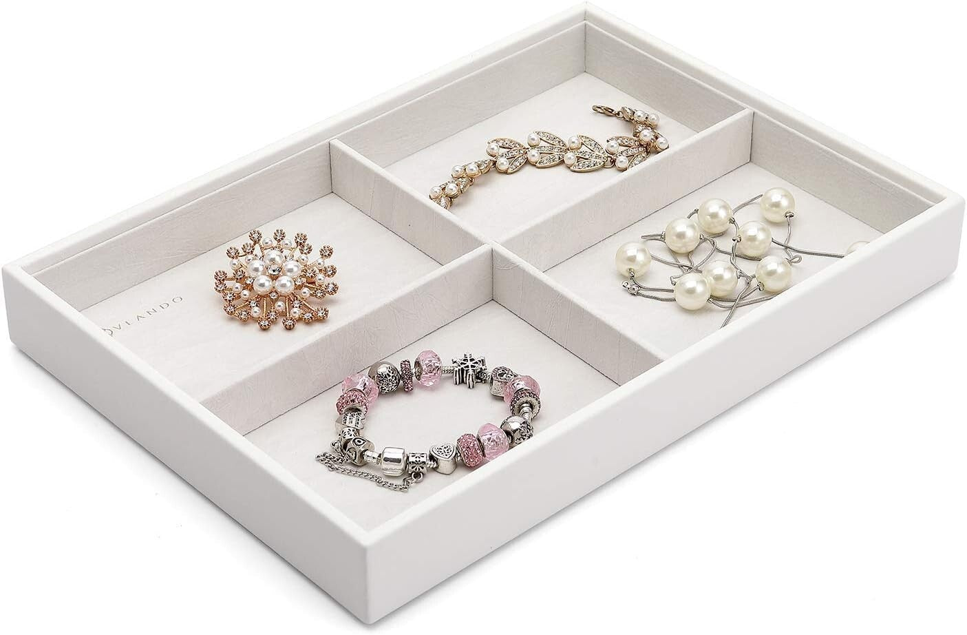 Durable Faux Leather Jewelry Tray - Perfect for Rings, Necklaces & Earrings