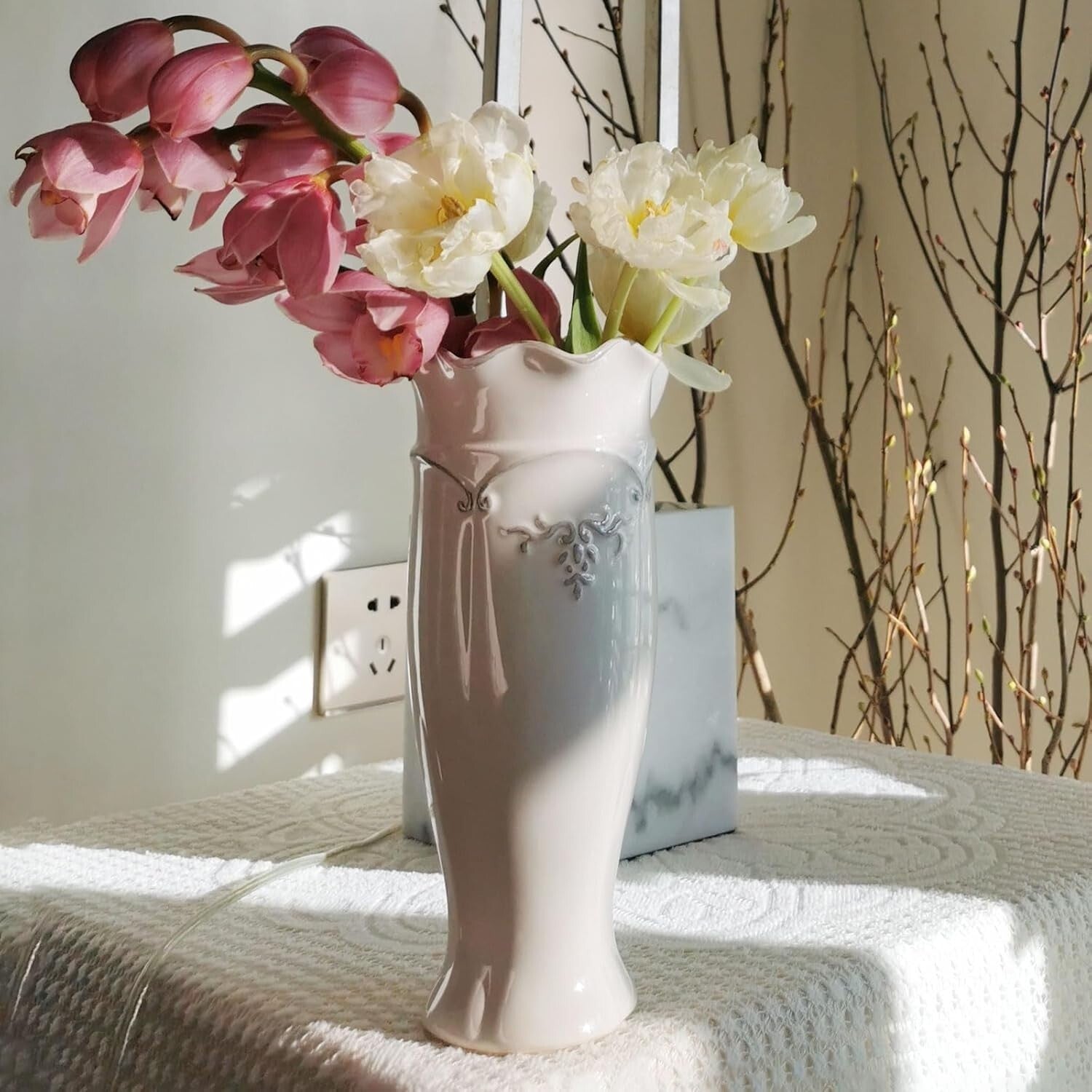 Ceramic Flower Vase for Home Decor - Stylish 11.6" Centerpiece for Any Room