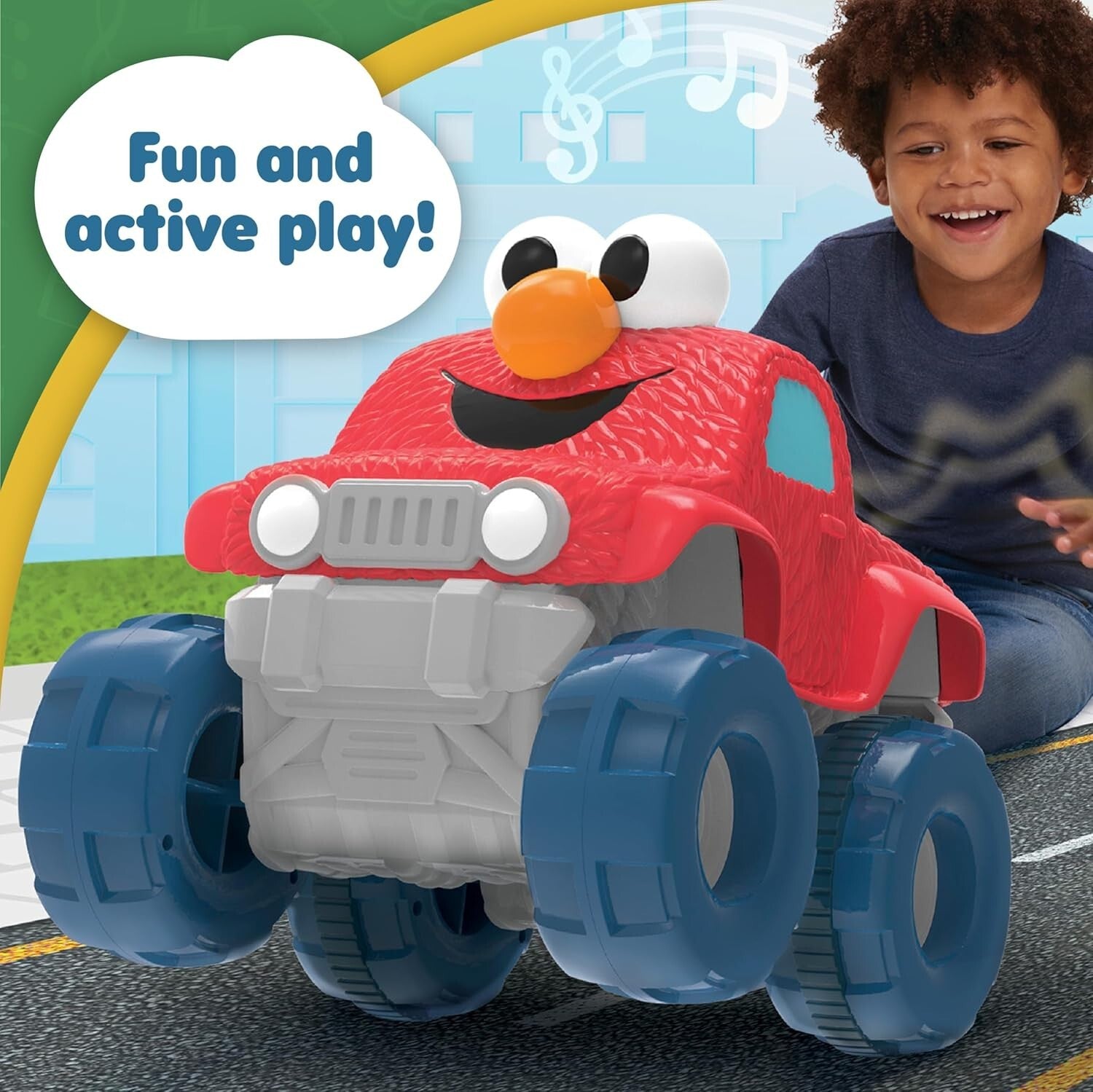 Cute Elmo Monster Truck Toy for Active Play - Pops Wheelies, Sounds, and Phrases