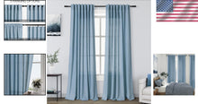 Load image into Gallery viewer, Light Filtering Blue Linen Curtains 84" - Stylish Back Tab Drapery for All Rooms