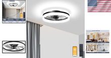 Load image into Gallery viewer, Smart Low Profile Ceiling Fan Light with Remote &amp; Dual Memory - Black Elegance